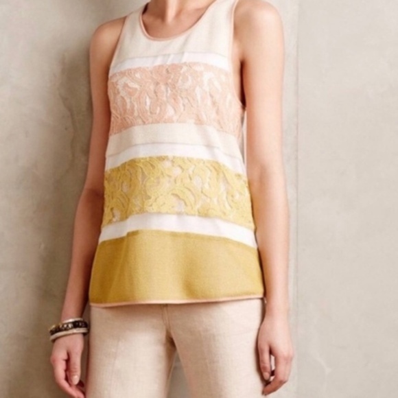 Sunday in Brooklyn Lace Striped Boho Tank Top - Picture 1 of 5